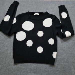 ViCOLO Northland Sweater Womens S/M Black White LS Pullover Italy Cotton Casual